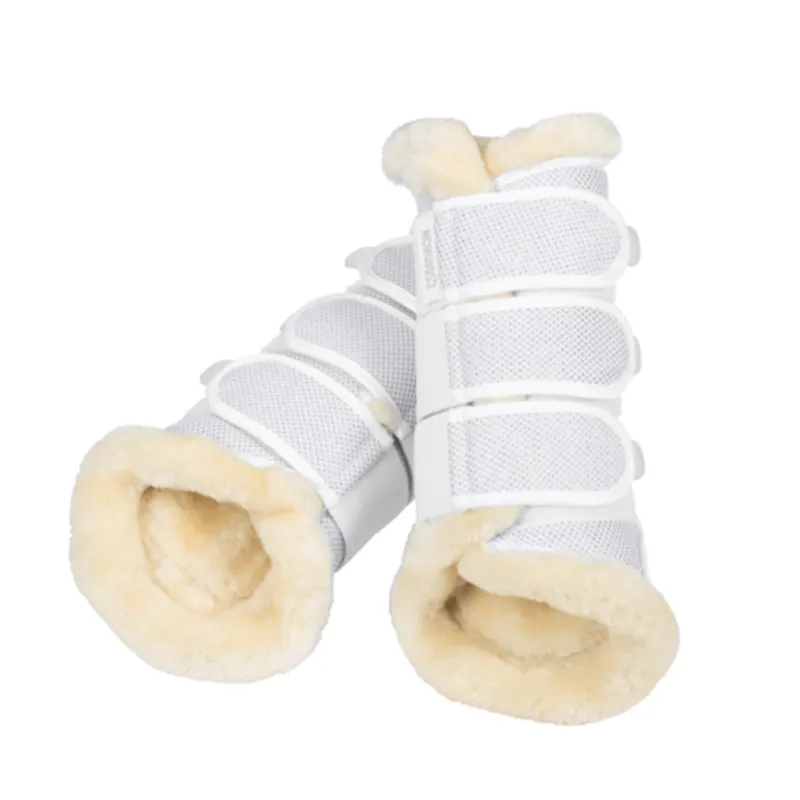 Eskadron Mesh Glitter Faux Fur Tendon Boots Platinum Pure Ltd - White