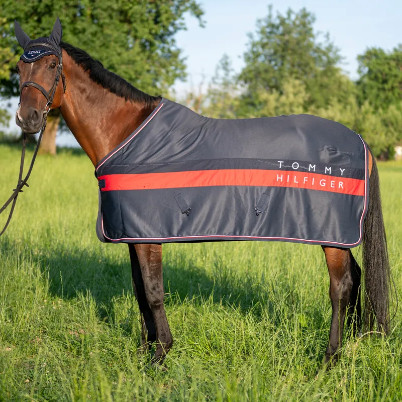 Tommy Hilfiger Kingston Light and Dry Colour Block Fleece Rug - Desert Sky