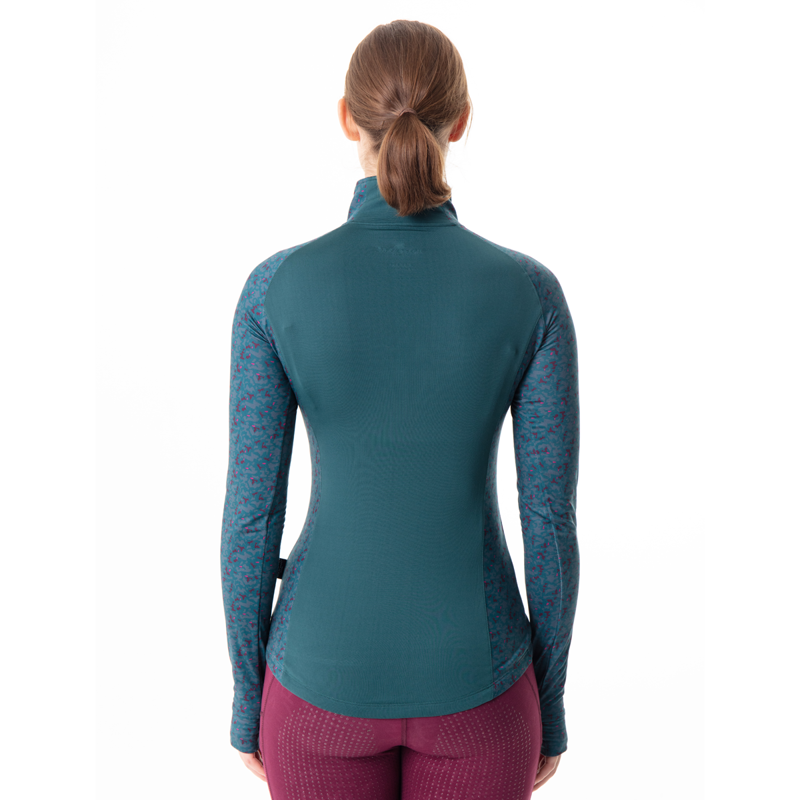 Horseware Thea Tech Quarter Zip Fleece - Galactic Teal/Dynamite Print-1