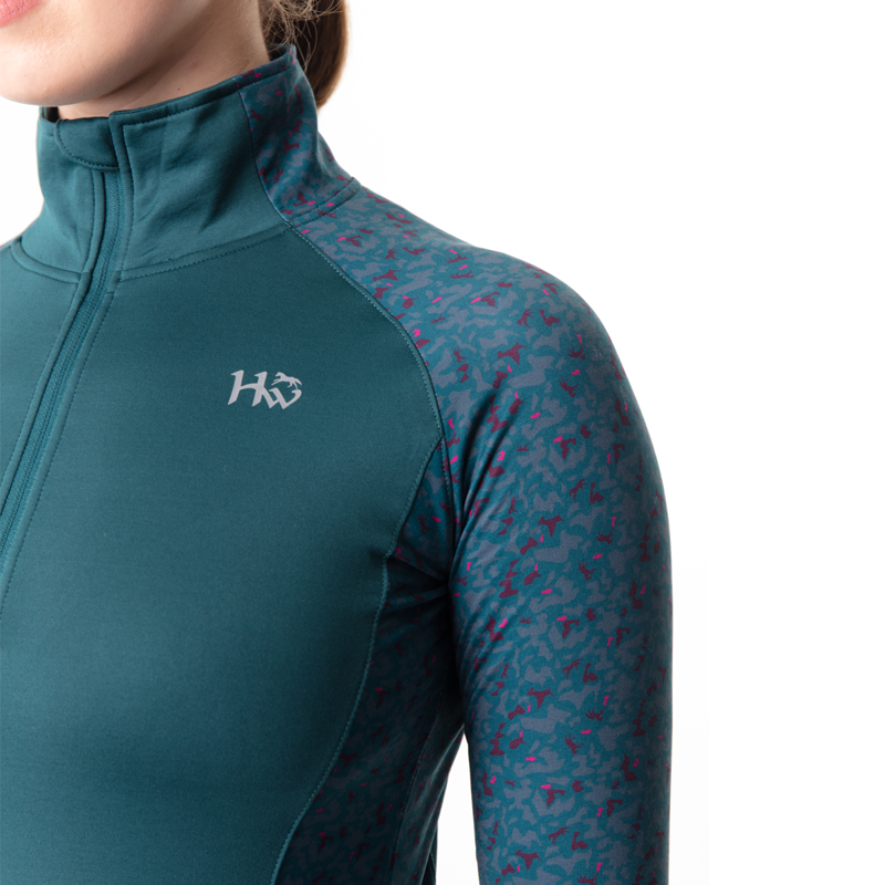 Horseware Thea Tech Quarter Zip Fleece - Galactic Teal/Dynamite Print-2