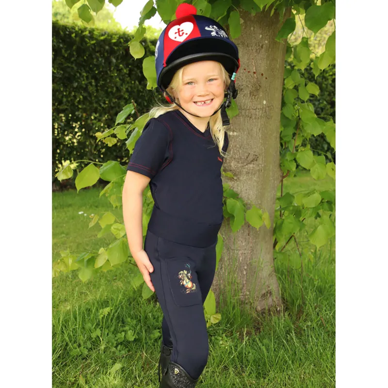 Hy Equestrian Thelwell Collection Children's Tights - Navy/Red