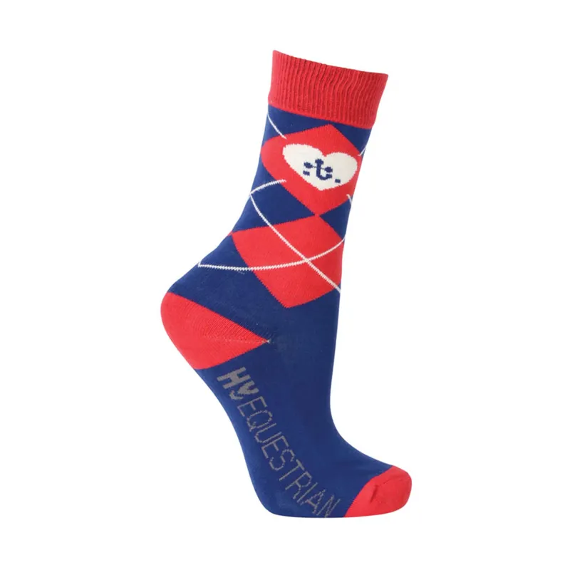 Hy Equestrian Children's Thelwell Collection Socks 3 Pack - Red/Blue/Red-2