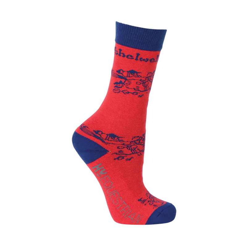 Hy Equestrian Children's Thelwell Collection Socks 3 Pack - Red/Blue/Red-3
