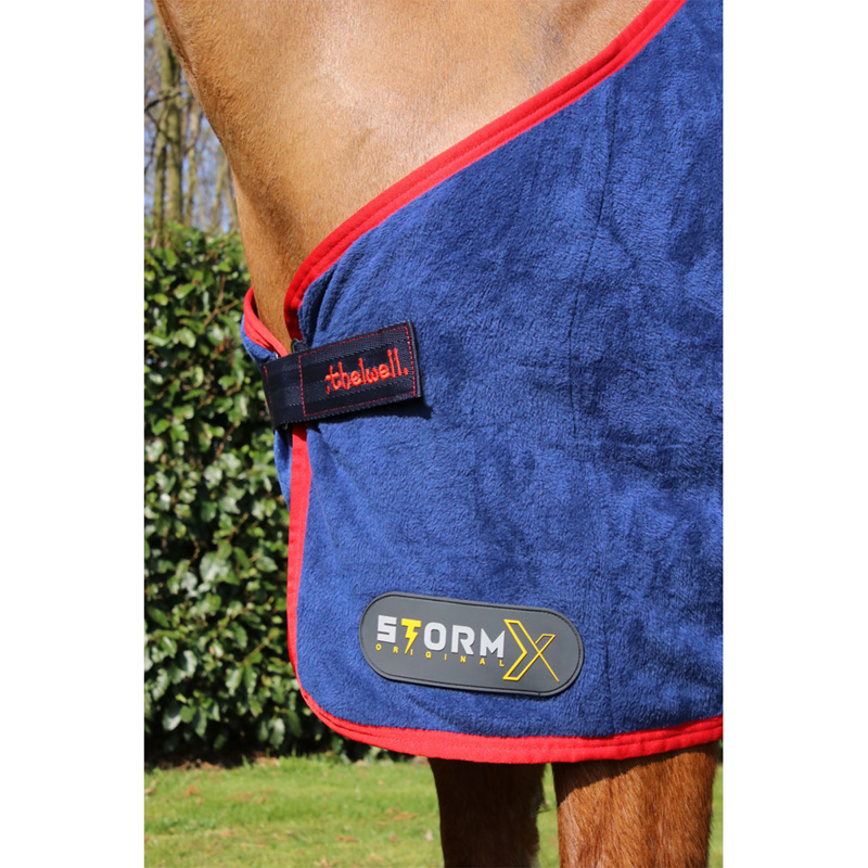 Hy StormX Original Fleece Rug With Embroidery - Thelwell Collection - Navy/Red-1