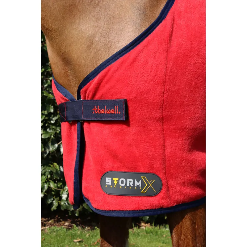 Hy StormX Original Fleece Rug With Embroidery - Thelwell Collection - Red/Navy-2