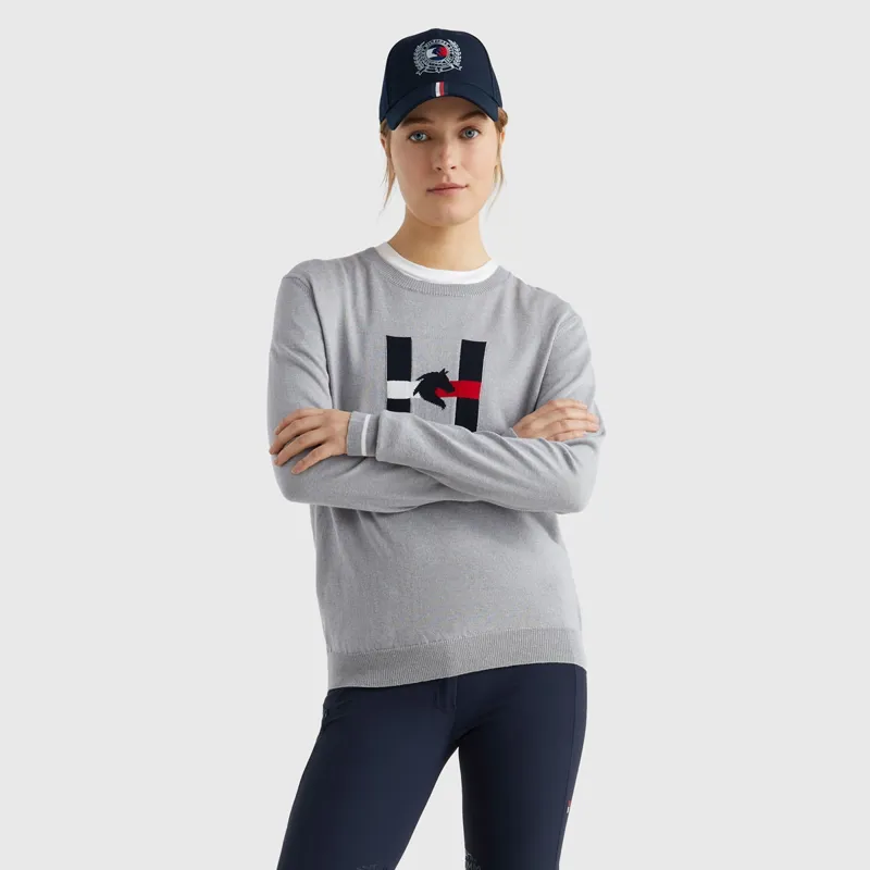Tommy Hilfiger Women's Horse Summer Knit Sweater - Grey Melange-2