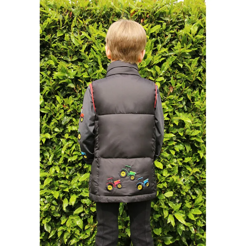 Tractor Collection Padded Gilet By Little Knight - Grey/Red-1