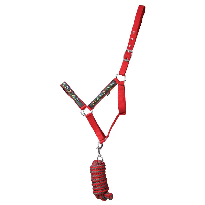 Tractor Collection Head Collar And Lead Rope Set By Little Knight - Red/Charcoal Grey