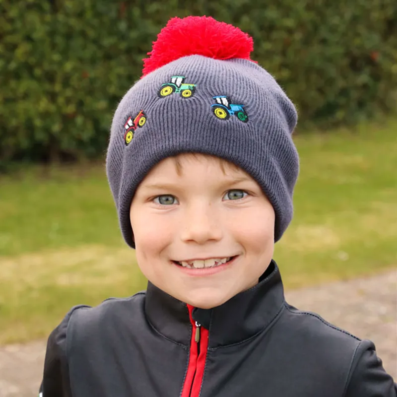 Tractor Collection Hat By Little Knight - Grey/Red 