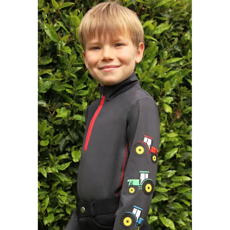 Tractor Collection Base Layer By Little Knight - Charcoal Grey/Red