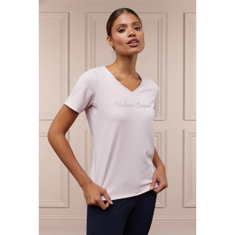 Holland Cooper Training V-Neck Tee - Blush-1