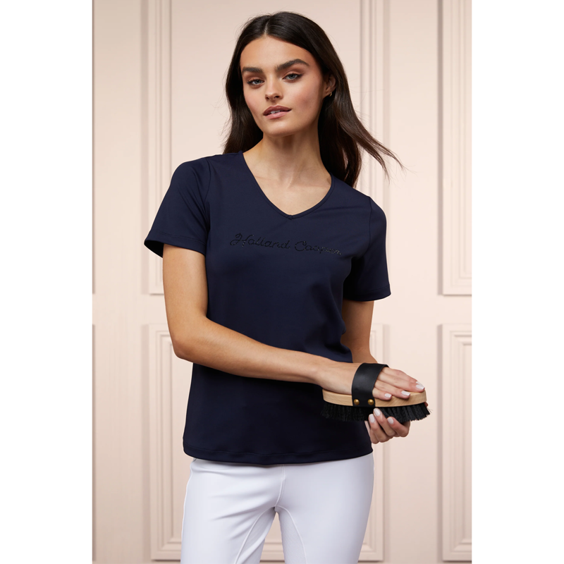 Holland Cooper Training V-Neck Tee - Ink Navy-2