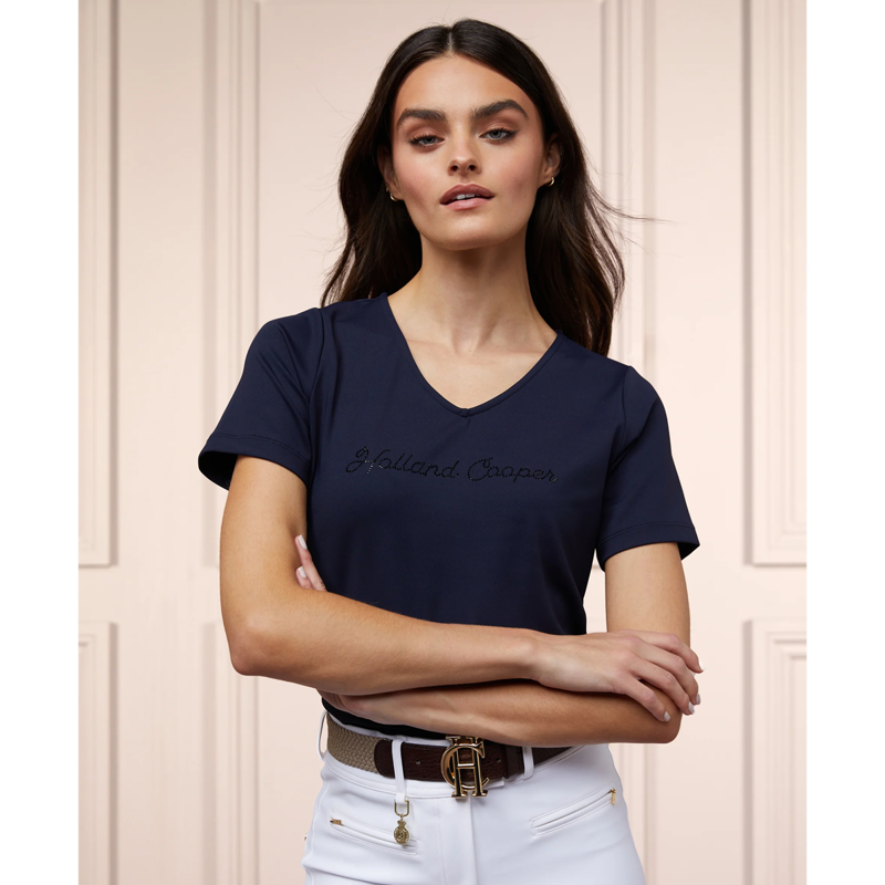 Holland Cooper Training V-Neck Tee - Ink Navy-1