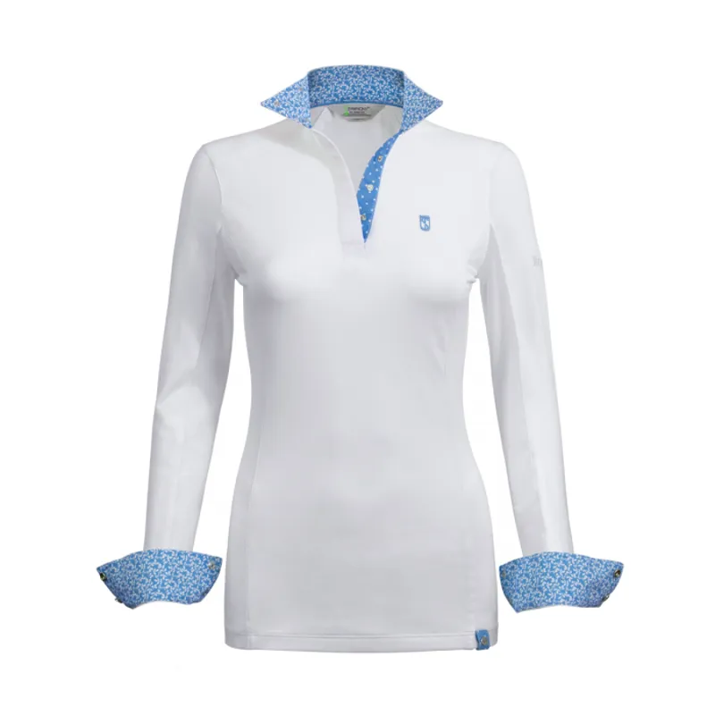 Tredstep Symphony Paris Junior LS Competition Shirt - White/Sky-1