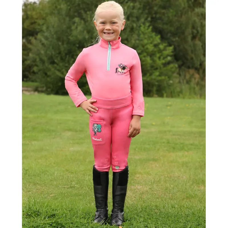 Hy Equestrian Thelwell Collection Children's Trophy Tights - Pink/Mint