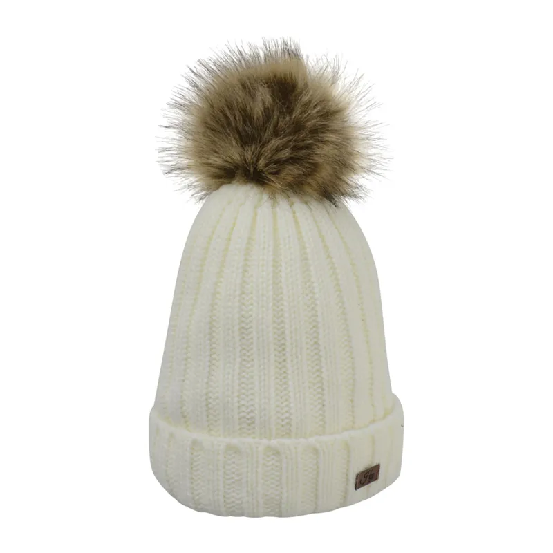 Hy Equestrian Turin Bobble Hat - White