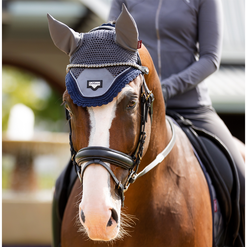 LeMieux Loire Satin Fly Hood - Twilight Grey-2