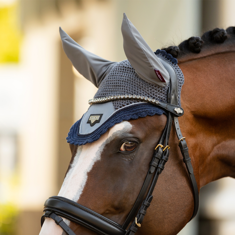 LeMieux Loire Satin Fly Hood - Twilight Grey-3