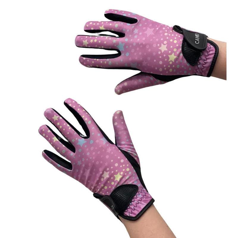 Cameo Junior Zest Riding Gloves - Pink Stars