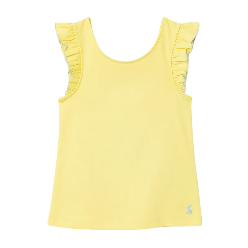 Joules Girls' Butterfly Frill Solid Vest - Lemon