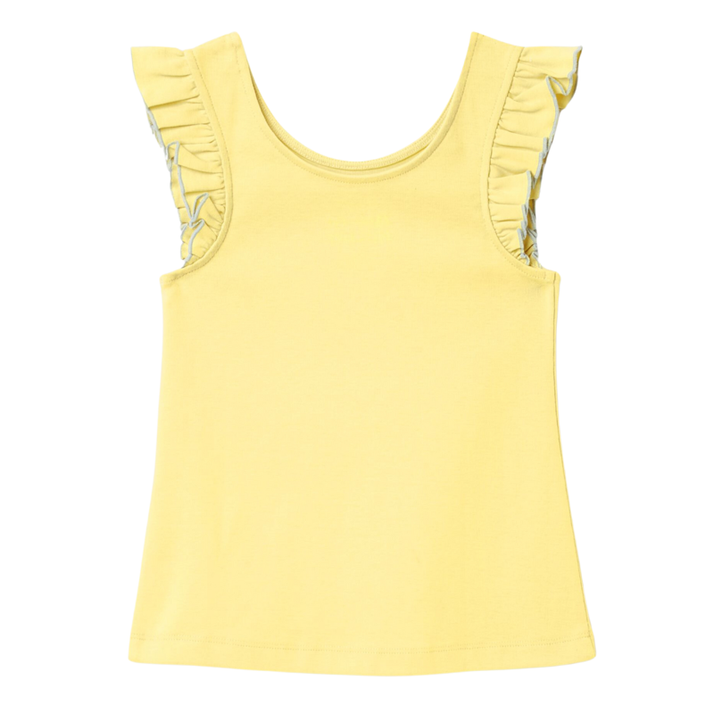 Joules Girls' Butterfly Frill Solid Vest - Lemon-1