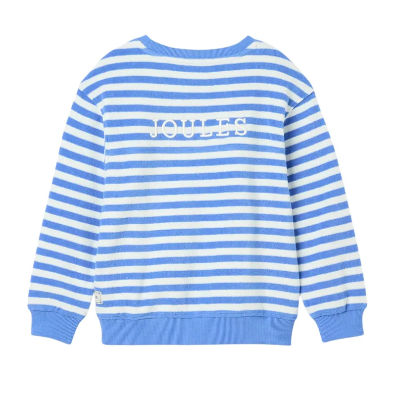 Joules Kids Ahoy There Towelling Sweatshirt - Blue Stripe