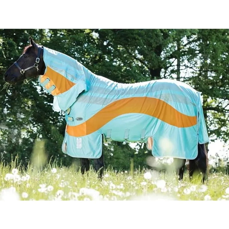 Horseware Amigo Vamoose Evolution Fly Rug with Disc Closure - Aqua/Orange/Aqua