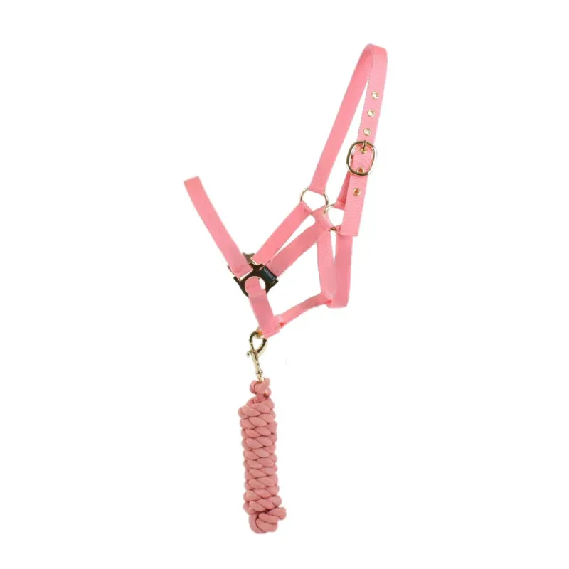 Shires Wessex Headcollar and Leadrope - Pale Pink