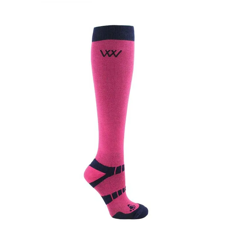 Woof Wear Long Bamboo Waffle Riding Socks - Pink/Navy