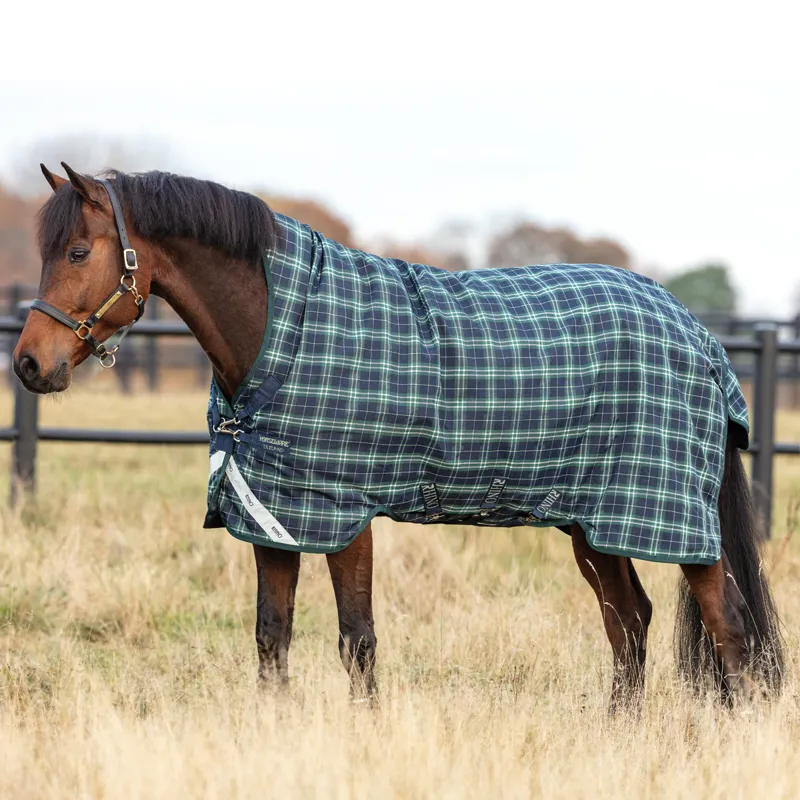 Horseware Rhino Wug Turnout Rug 100g - Hunter Check/Navy/Green