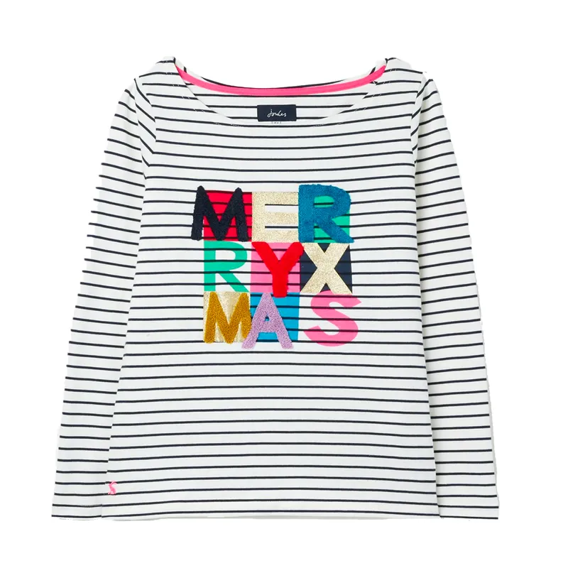 Joules Harbour Luxe Long Sleeve Jersey Top - Christmas Harbour