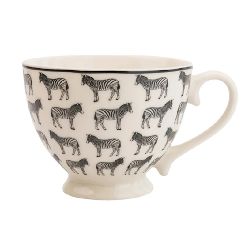 Candlelight Porcelain Footed Mug - All Over Zebra